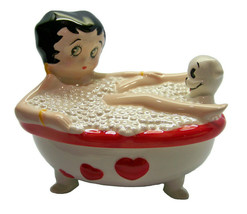 Betty Boop Bubble Bath Tub Pudgy Trinket Box Porcelain Hand Painted 5.5&quot; L - £22.10 GBP