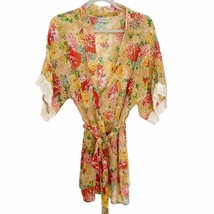 Angela Tomiye Hawaiian Floral Short Sheer Kimono Robe Coverup One Size - £41.11 GBP