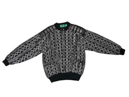 Vintage Trutus Biancarra Men’s Knit Leather 1/4 Button Sweater COOGI Style 90s L - £36.56 GBP