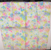 Vintage Scarf semi Sheer 20 in x 20 in Bandana Head Scarf Floral Print Pink Blue - £15.25 GBP