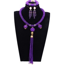 Dudo Jewelry African Necklace Set Purple One Layer Balls Dubai Jewelry Sets Brid - £70.31 GBP