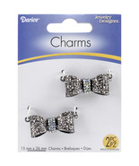 Jewelry Charms Hematite Bows with Rhinestones 15 x 36 mm - $610.64 MXN