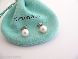 Tiffany &amp; Co 18K White Gold Pearl Earrings Studs Gift Pouch Love 7MM T &amp; Co Stud - £593.14 GBP