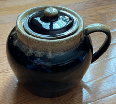 Vintage Pfaltzgraff Gourmet Brown Drip Glaze Bean Pot with Handle &amp; Lid - £14.14 GBP