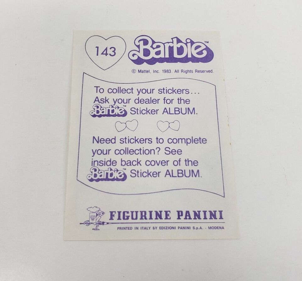 VINTAGE 1983 MATTEL FIGURINE PANINI BARBIE ALBUM STICKER NOS NEW OLD STOCK # 143 Item image 3