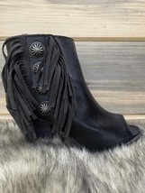 Liberty Black slick bootie with fringe in Black - $181.00