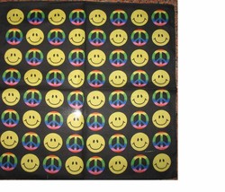 K&#39;s Novelties 22&quot;x22&quot; Smiley Smile Happy Face Rainbow Peace Bandanna - £3.54 GBP
