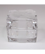 Fitz And Floyd Glass Lidded Clear Trinket Box Frosted Bow Keepsake Chris... - €9,92 EUR