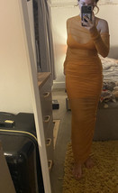MISSGUIDED v Carli Bybel Mustard Mesh One Shoulder Midi Dress UK 8 (MSGD... - £20.45 GBP