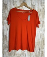J Crew Size M Supima Cotton V-Neck Short Sleeve T-Shirt NWT Tee Orange Fall - $48.87 CAD