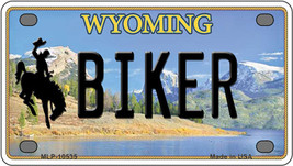 Biker Wyoming Novelty Mini Metal License Plate Tag - £11.91 GBP
