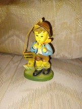 Vintage German Boy Hiking Christmas Ornament 4&quot; Plastic Xmas Tree Decoration... - £12.53 GBP