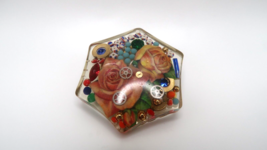 Vintage Hand Made Lucite Acrylic Flower Artisan Brooch Pin 4.2cm - £15.64 GBP