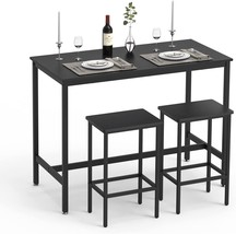 3-Piece Breakfast Table Set, Counter Height Dining Bar Table and 2 Chair... - £147.34 GBP