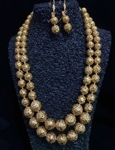 22k Gold Plated Indian Bollywood Vintage Bridal Fashion Boll Chain Necklace Set - £48.47 GBP