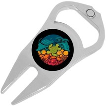 Colorful Ocean Life Golf Ball Marker Divot Repair Tool Bottle Opener - £9.37 GBP