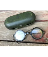 Vintage AO Black Bakelite Round Frame Safety Eyeglasses w Metal Case Ste... - £31.12 GBP