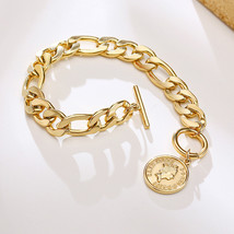 Vnox Retro Elizabeth Coin Charm Bracelets for Women Jewelry, Antioxidant Stainle - £12.25 GBP