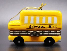 School Bus Christmas Ornament Trinket Keepsake Glass Box - $14.99