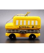 School Bus Christmas Ornament Trinket Keepsake Glass Box - $21.05 CAD