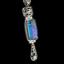 Unique Argent Sterling Bleu Verre Artisanal Pendentif 73 MM - $3,033.20 MXN