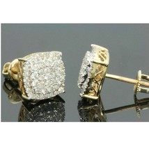 Mens Ladies 14K Yellow Gold Plated Simulated Diamond Pave Stud Earrings ... - $78.53