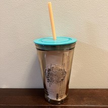 Starbucks Recycled Glass Cold-To-Go Tumbler Cup Peach &amp; Teal 16 Oz NEW - £32.97 GBP