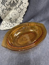 Vintage Indiana Depression Glass Amber Daisy Oblong Bowl 6.75”x10” Euc - £7.91 GBP