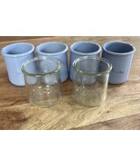 La Fermiere Yogurt Pots (4) Periwinkle Blue Terracotta (2) Clear Set of 6 - $18.00