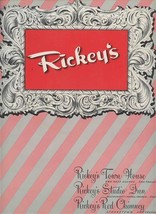 Rickey&#39;s Studio Inn Red Chimney &amp; Town House Menu San Francisco California 1952 - £61.19 GBP