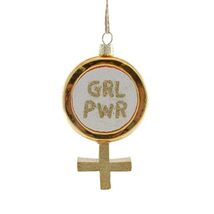 GIRL POWER CHRISTMAS TREE ORNAMENT 3.5" Glass Equal Rights Female Empowe... - $11.95