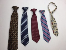 Kids Clip On Ties Lot Of 5  Boys Polyester - £12.08 GBP