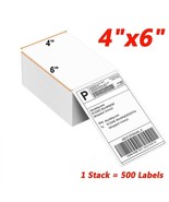 500 4&quot; x 6&quot; Fanfold Direct Thermal Shipping Labels for Zebra &amp; Rollo Pri... - $238.67 MXN