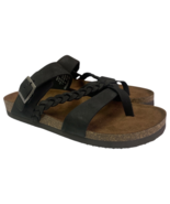 Womens Mountain Sole Size 10 Sandals Braided Black Leather Slip-on Summe... - $19.79