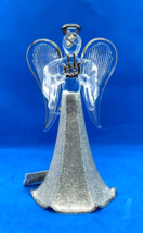 Cartes Carlton Silver Glass Glitter Angel With Harp - $19.99