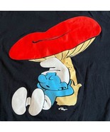 The Smurfs Mushroom Short Sleeve Lazy Sleepy Smurf Cartoon T-Shirt Retro... - $16.35