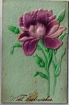 Flower Postcard Applied Purple Iris Flower Best Wishes 1909 - £3.86 GBP