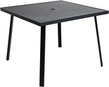 Outdoor Dining Table With Umbrella Hole For Outside Patio, Metal, Square... - $324.99