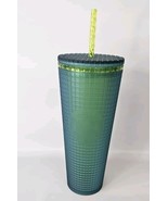 New! Starbucks Winter Blue &amp; Green 2022 Touch Grid Tumbler Cold Cup Vent... - $24.70