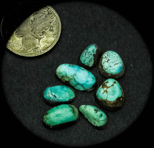 12.0 cwt. Lot of 7 Vintage Morenci Turquoise Cabochons - £30.85 GBP