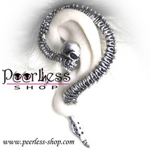 Gothic ~ Necacrosome SKULL on SPINE EAR-CUFF / EARRING Ancient Silver Fr... - $20.00