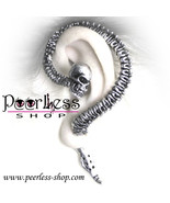 Gothic ~ Necacrosome SKULL on SPINE EAR-CUFF / EARRING Ancient Silver Free Shipp - $20.00