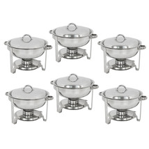 Round 6 Pack Chafing Dish 5 Quart Stainless Steel Full Size Tray Buffet ... - £217.93 GBP