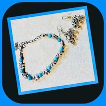 New Beauty “Elephant”Turquoise Bead Bracelet &amp; Earrings Set (Last One) - $10.00