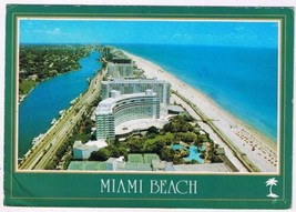 Florida Postcard Miami Beach Indian Creek Fontainebleau Hilton Atlantic Ocean - £1.70 GBP
