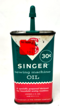 Vintage Singer Sewing Machine Tin 4 oz Oil Can Plastic Top Handy Oiler - $14.20