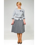 DRESS WEAR TO WORK BELTED MADE IN EUROPE 3/4 SLEEVE MID-CALF A-LINE CONT... - £179.45 GBP