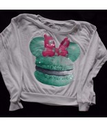 Disney Minnie Mouse White long sleeve tshirt Size S small Woman&#39;s Sequin - $15.63
