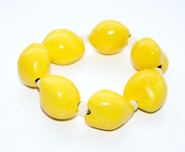 Lee Sands chunky yellow bracelet kukui nut beaded stretch Hawaiian - £15.81 GBP