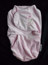 FAO SCHWARZ PINK SWADDLE WRAP POSY POSEY VELCRO CLOSURE VELOUR LINED SOFT - $18.57